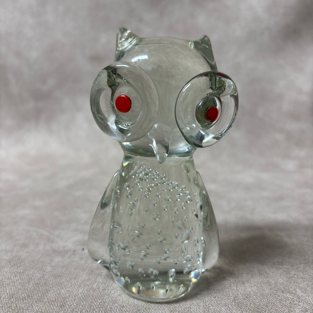 Murano Style Glass Owl, Glass Owl Figurine,